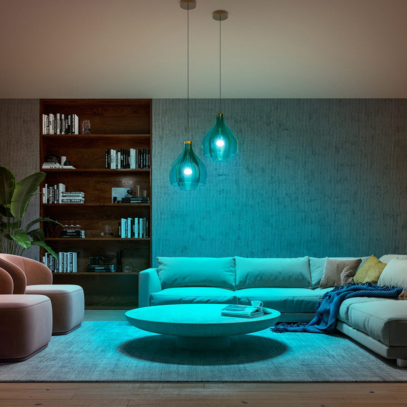 Philips Hue išmaniosios lemputės E27 3 x800lm 75W, 3 vnt. + Hue Bridge + jungiklis