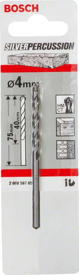 Urbis betonam, 4x75mm Silver Percussion, Urbjmašīnām/skrūvgriežiem, triecienurbjmašīnām/triecienskrūvgriežiem CYL-3 URBIS, 2608597656, BOSCH