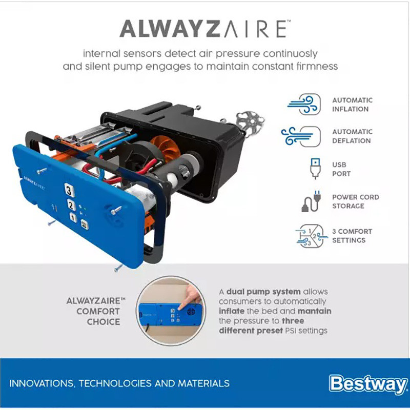 Matracis 203x152x51cm, AlwayzAire Fortech; 69037 Bestway