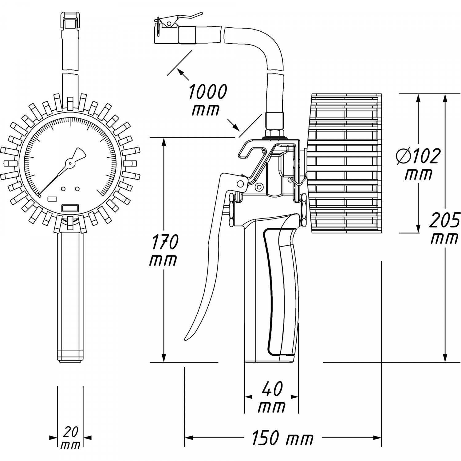 Rehvipumpamispüstol manomeetriga 9041G-1 9HEFXH03 HAZET