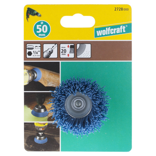 Diskveida birste ar neilona sariem 1/4" 50mm WF2728000 WOLFCRAFT