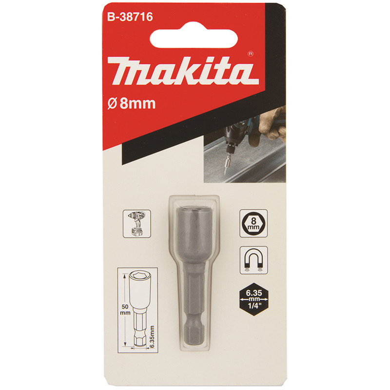 Uzgriežņu muciņu uzgalis magnētisks 1/4" 8x50mm B-38716 MAKITA