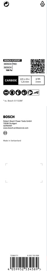 10 zobenzāģa asmeņi S1155CHC Thick ToughMetal, Zobenzāģiem EXPERT THICK TOUGH METAL S1155CHC ASMENS, 2608900370, BOSCH