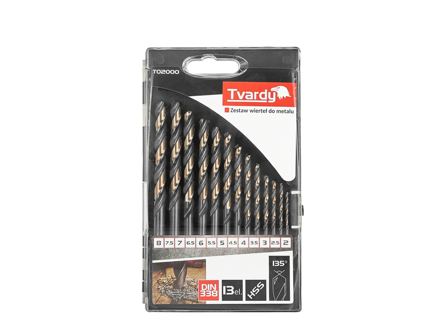 13pcs HSS 2.0-8.0mm black & gold metal twist drill bit set T02000 Tvardy