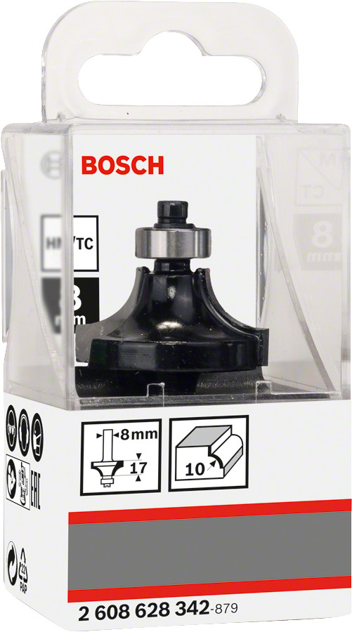 Noapaļošanas frēze HM R=10 mm, divpusējā, Rokas frēzēm, malu frēzēm NOAPAĻOŠANAS FRĒZE STANDARD FOR WOOD, 2608628342, BOSCH