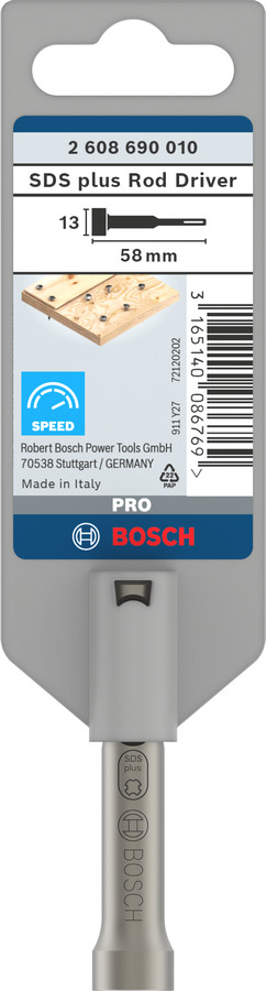 SDS plus naglu iesitējs D 13 mm, Perforatora urbjiem, smalcinātājiem PRO SDS PLUS ROD DRIVER, 2608690010 BOSCH