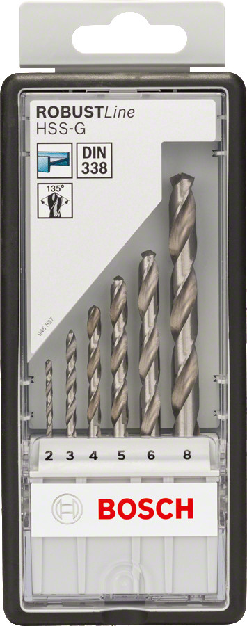6 HSS-G 135 urbju komplekts Robust Line, Urbjmašīnām/skrūvgriežiem PRO METAL HSS-G SPIRĀLVEIDA URBJU KOMPLEKTS, 2607010529, BOSCH