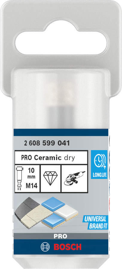 Dimanta kroņurbis 10 mm DrySpeed Best for Ceramic, Mazām leņķa slīpmašīnām PRO CERAMIC DRY KROŅURBIS, 2608599041, BOSCH