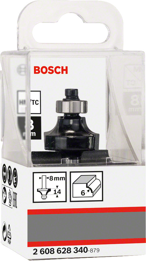 Noapaļošanas frēze HM R=6 mm, divpusējā, Rokas frēzēm, malu frēzēm NOAPAĻOŠANAS FRĒZE STANDARD FOR WOOD, 2608628340, BOSCH