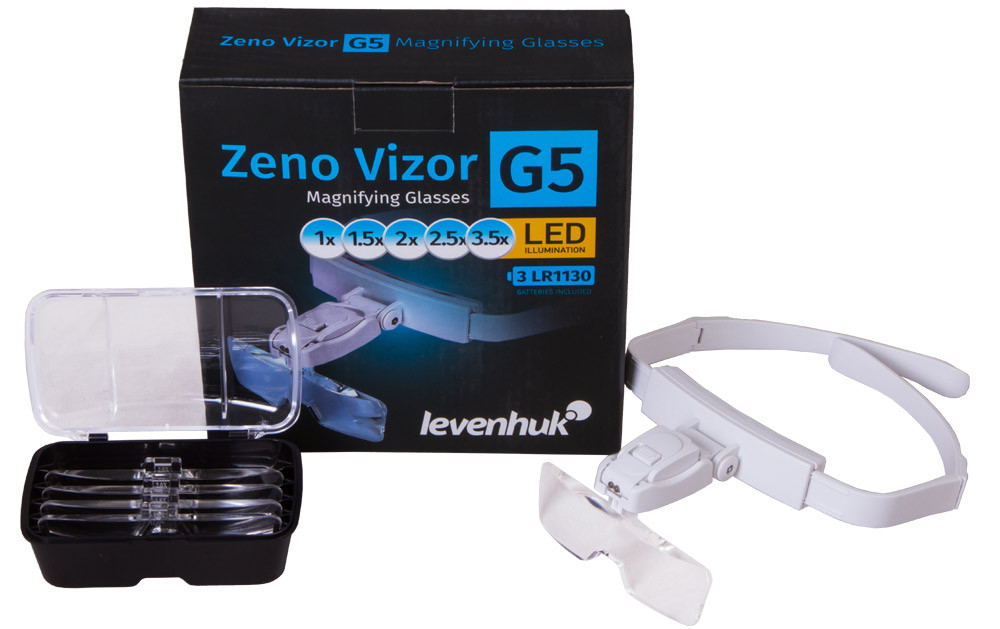 Palielināmās brilles ar LED Zeno Vizor G5 1x/1.5x/2x/2.5x/3.5x L72609 LEVENHUK