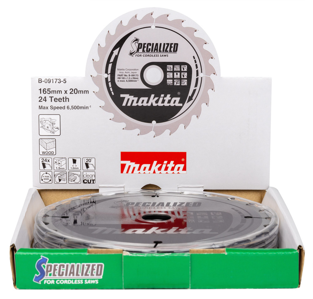 T.C.T. Zāģripa 165X1.50X20mm 20° T24 SPECIALIZED 5 gab., B-09173-5 MAKITA