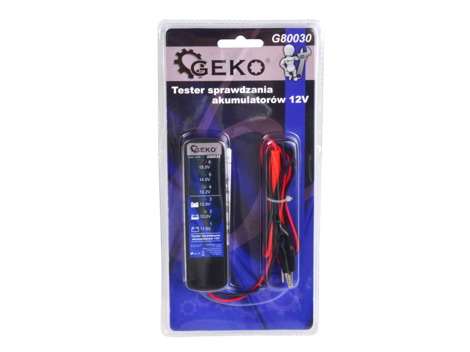 12V akumulatora un alternatora testeris ar LED indikatoriem, G80030, GEKO