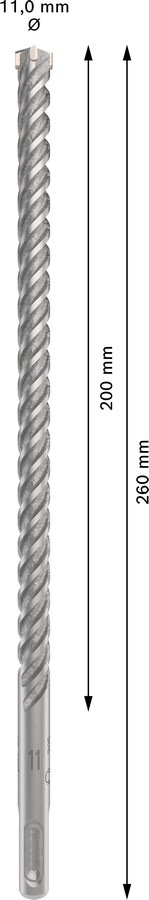 Triecienurbis SDS plus-5X 11x200x260 ,mm 1 gab., Perforatora urbjiem PRO SDS PLUS-5X TRIECIENURBIS PERFORATORIEM, 2608833806 BOSCH