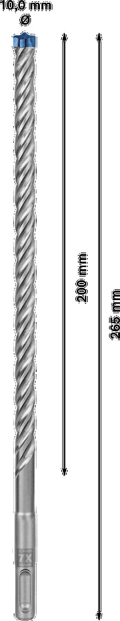 Triecienurbis SDS plus-7X 10x200x265mm, 30 gab., Perforatora urbjiem EXPERT SDS PLUS-7X TRIECIENURBIS PERFORATORIEM, 2608900188, BOSCH