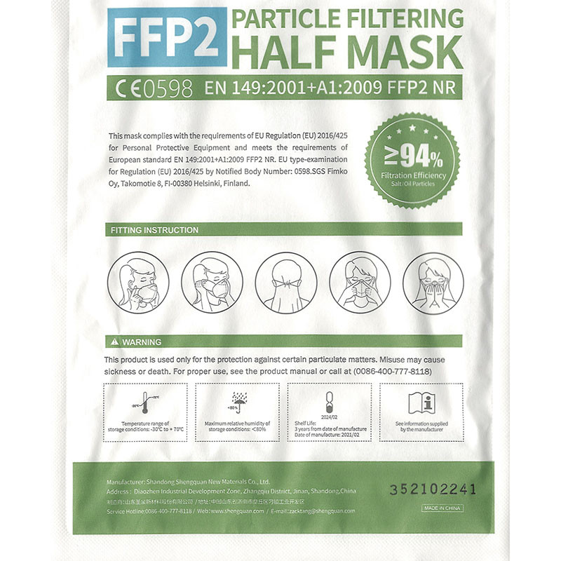 Respirators FFP2, pretputekļu, bez vārsta