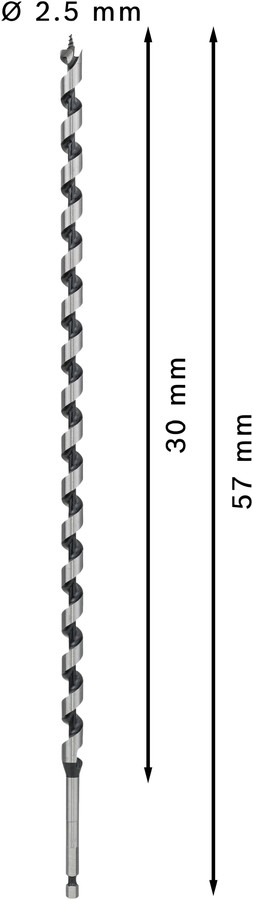 Spirālveida urbis kokam 12,0x450,0 mm,1 gab., Urbjmašīnām/skrūvgriežiem, triecienurbjmašīnām/triecienskrūvgriežiem PRO WOOD SPIRĀLURBIS, 2608597642, BOSCH