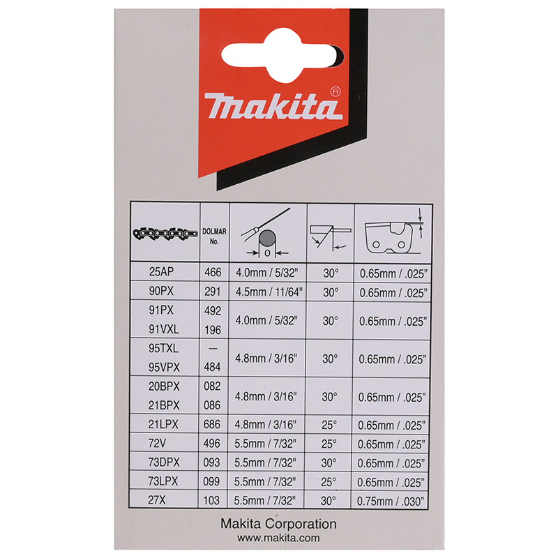 Motorzāģa ķēde SC, 40cm/16", 3/8", 1.3mm, 56H 191H12-3 MAKITA