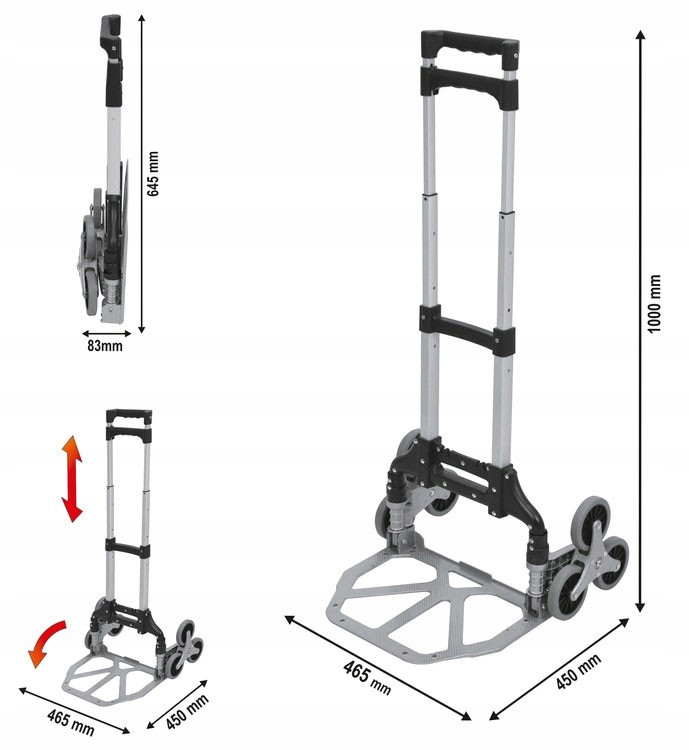 Alumīnija kravas ratiņi 70kg 100x45x46.5cm 78662 VOREL