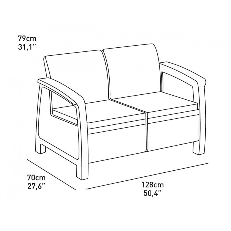 Dvivietė sodo sofa Corfu Love Seat ruda 29197359599 KETER