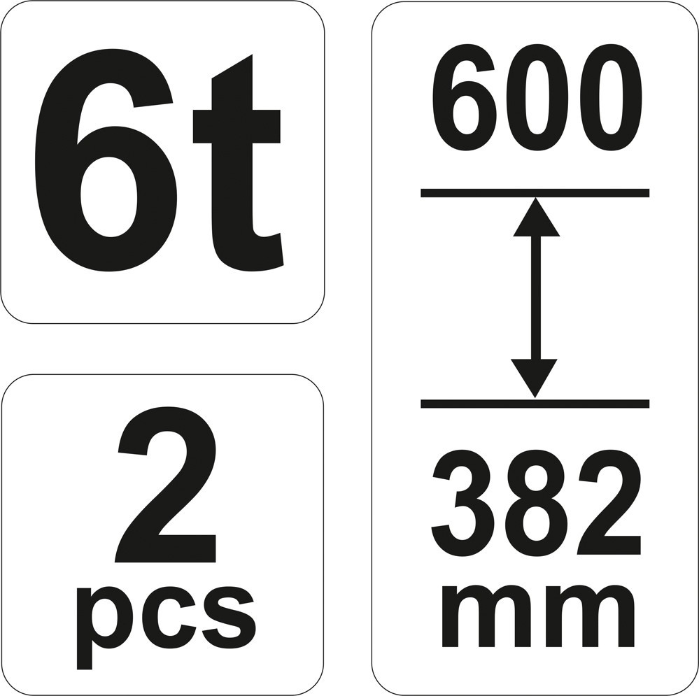 Atbalsta statīvi 6T 382-600mm (2gab.) YT-17312 YATO