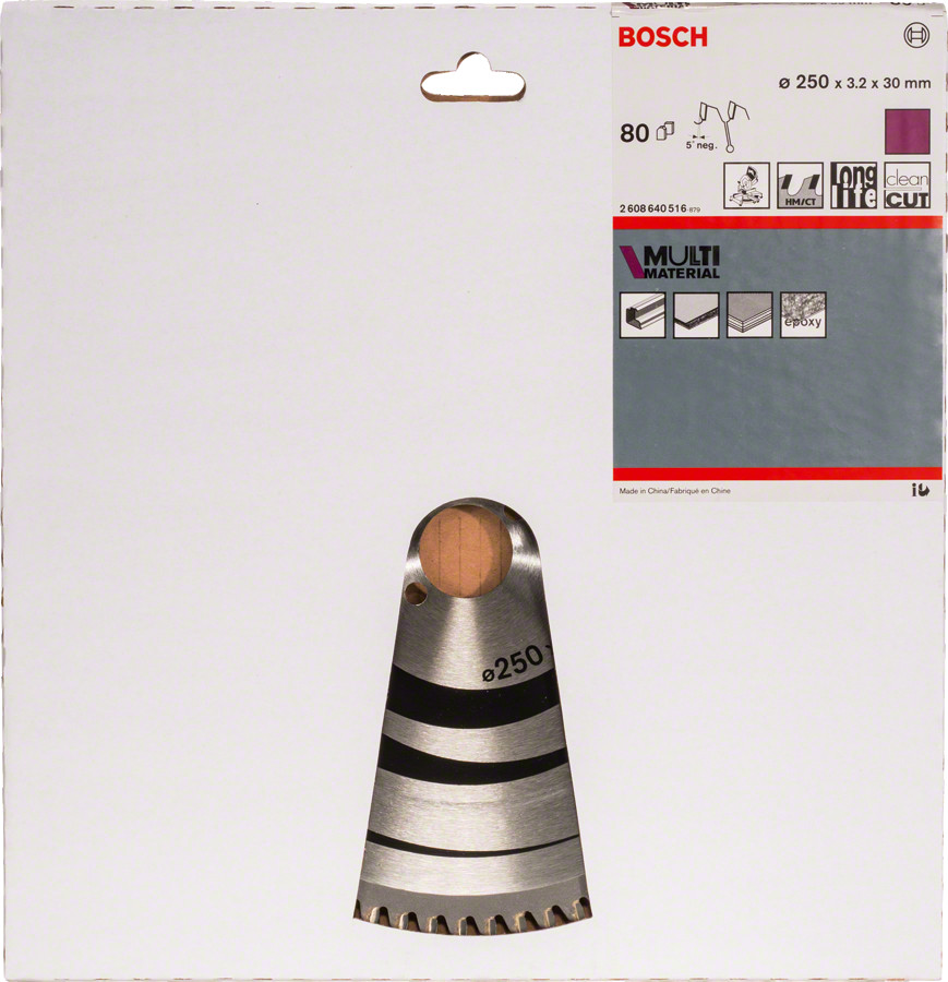 Ripzāģa disks 250x30 mm Multi material, Paneļzāģiem PRO MULTI MATERIAL RIPZĀĢA ASMENS, 2608640516, BOSCH