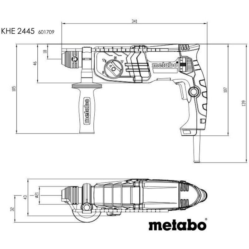 Puurvasar 800W KHE 2445, 2,4J; 601709500 METABO