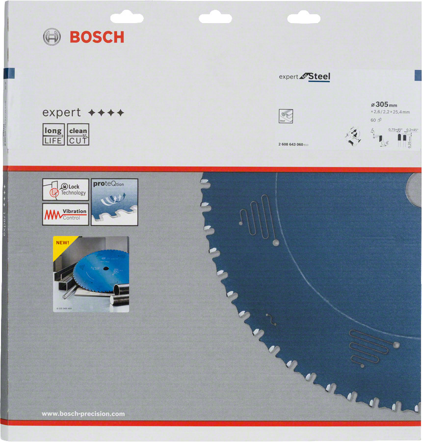 Ripz. disks 305x25,4mm Expert for Steel Z60, Metāla zāģiem RIPZĀĢA ASMENS EXPERT FOR STEEL, 2608643060, BOSCH