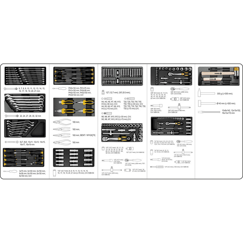 Service tool closet, 6 drawers, (177 pcs.) VOREL