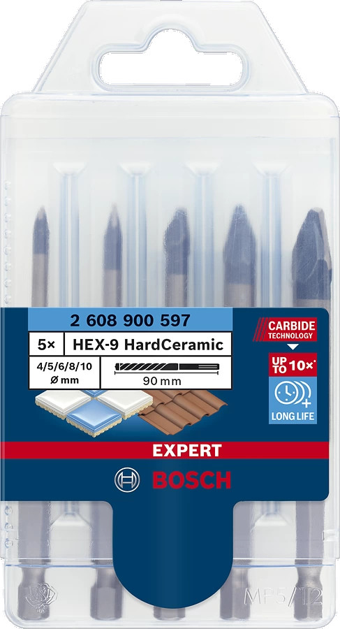 Urbju komplekts flīzēm HEX-9 HardCeramic (5gab.) HEX 2608900597 BOSCH