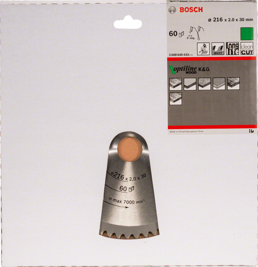 Stacionārā ripzāģa disks 216x30x60, kokam, Paneļzāģiem PRO WOOD RIPZĀĢA ASMENS, 2608640433, BOSCH