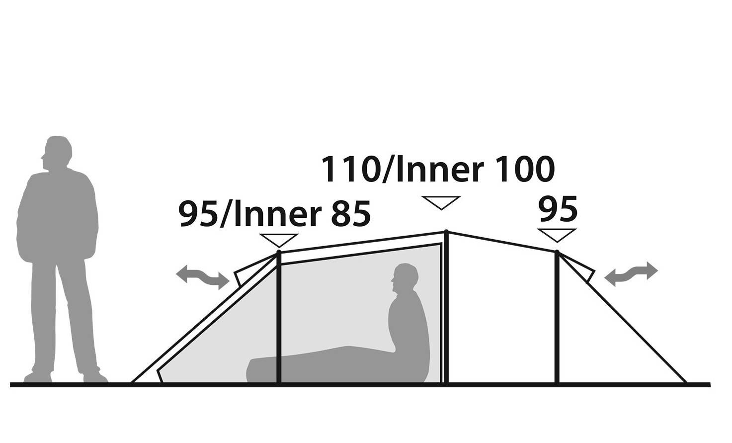 Tunelinė palapinė Pioneer 3EX 3 lovos 390x190x110cm R152184 ROBENS