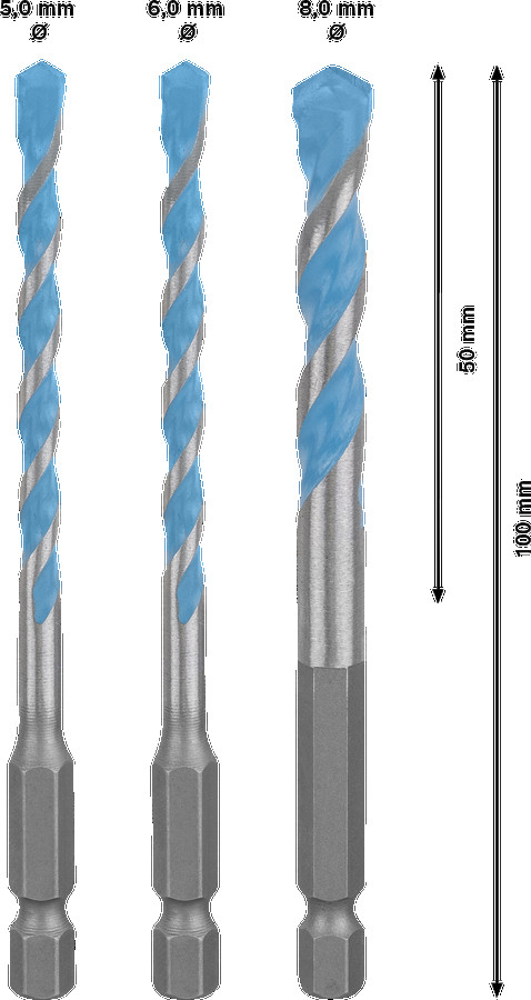 3-daļ.univers.urbju kompl HEX-9, 5/6/8mm, Triecienurbjmašīnām/triecienskrūvgriežiem, urbjmašīnām/skrūvgriežiem, tiecienskrūvgriežiem EXPERT HEX-9 MULTI CONSTRUCTION URBJU KOMPLEKTS, 2608900584, BOSCH