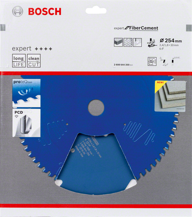 Ripzāģa disks FiberCement 254x30/25,4 mm,Z6, Paneļzāģiem RIPZĀĢA ASMENS EXPERT FOR FIBRE CEMENT, 2608644350, BOSCH