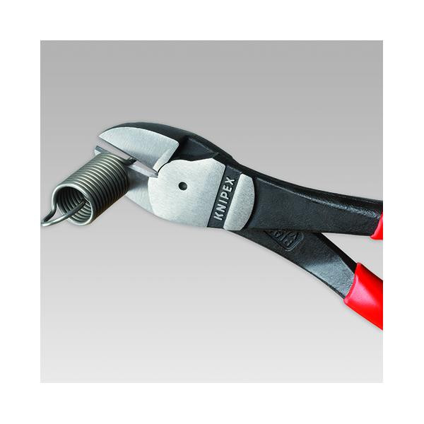 HIGH LEVERAGE DIAGONAL CUTTER BLACK ATRAMENTIZED, HEAD POLISHED, HANDLES WITH MULTI-COMPONENT GRIPS, WITH INTEGRATED TETHER ATTACHMENT POINT, 7402200T KNIPEX