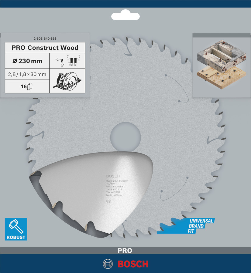 Ripzāģa disks  230x30 mm Construct Wood, Rokas ripzāģiem PRO CONSTRUCT WOOD RIPZĀĢA ASMENS, 2608640635, BOSCH