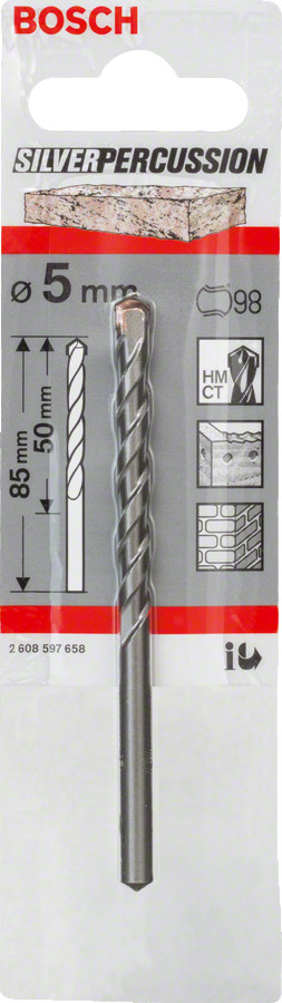 Urbis betonam, 5x85mm Silver Percussion, Urbjmašīnām/skrūvgriežiem, triecienurbjmašīnām/triecienskrūvgriežiem CYL-3 URBIS, 2608597658, BOSCH