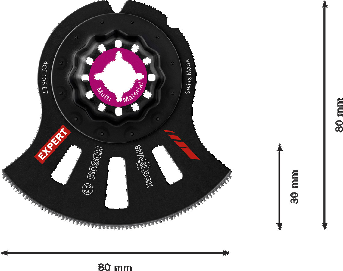 Starlock ACZ105ET 1 gab., Svārstību daudzfunkcionālajiem darbarīkiem EXPERT ACZ 105 ET MULTI MATERIAL SEGMENTVEIDA ZĀĢA ASMENS, 2608664208, BOSCH