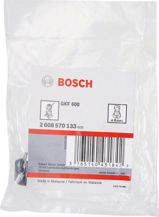 Canga 6 mm GKF 600 E, Malu frēzēm SPĪĻAPTVERE, 2608570133, BOSCH