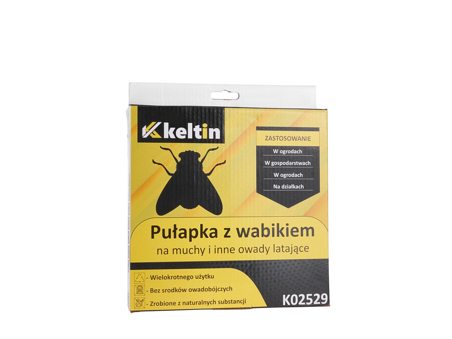 Mušu un kukaiņu slazds ar dabīgu pievilinātāju, viegli uzkarināms, bez insekticīdiem, K02529, Keltin