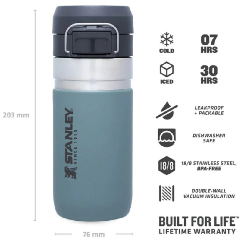 Termopudele The Quick Flip Water Bottle Go 0,47L zilganpelēka; 2809148072 STANLEY