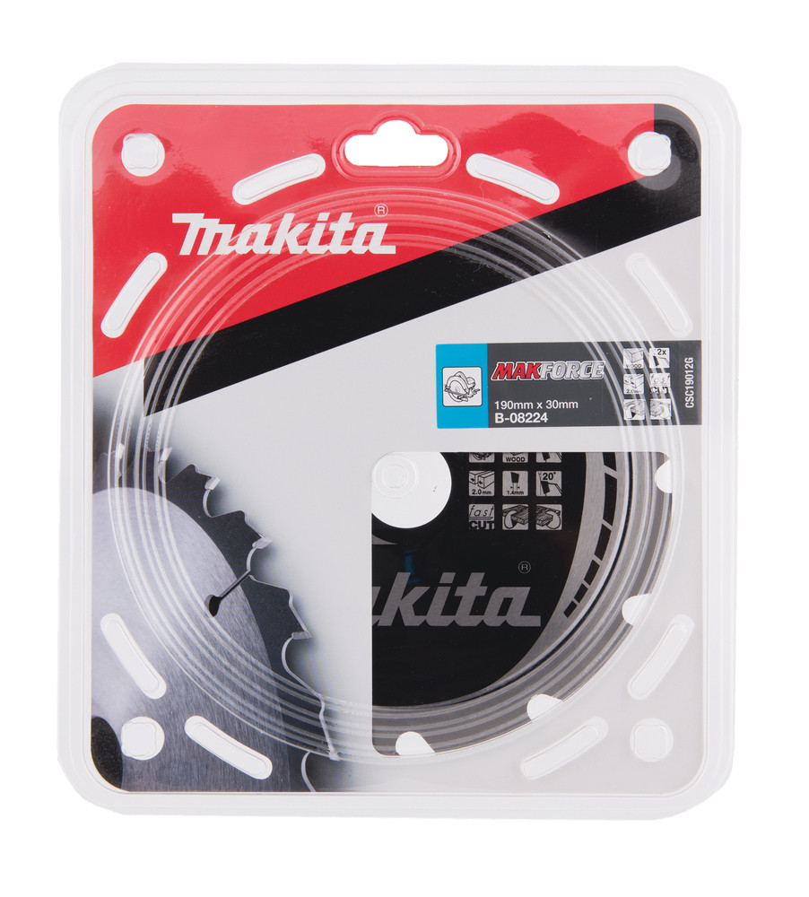 T.C.T. Zāģripa MAKFORCE 190X2X30mm 20° T12, B-08224 MAKITA