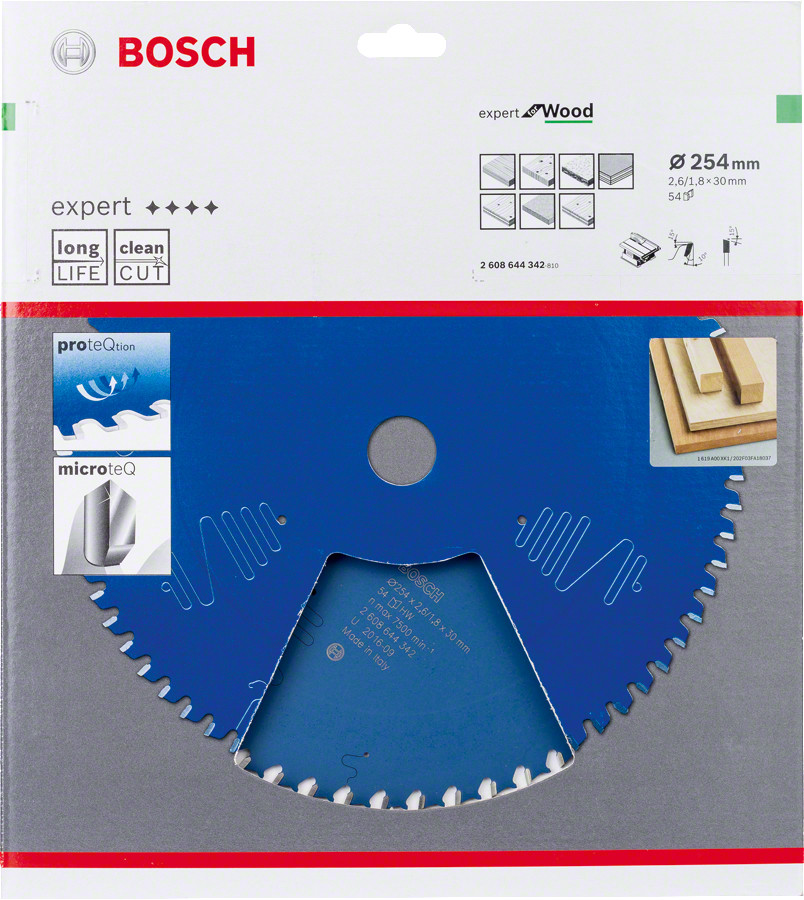 Ripzāģa disks Expert Wood 254x30xZ54, Galda zāģiem RIPZĀĢA ASMENS EXPERT FOR WOOD, 2608644342, BOSCH