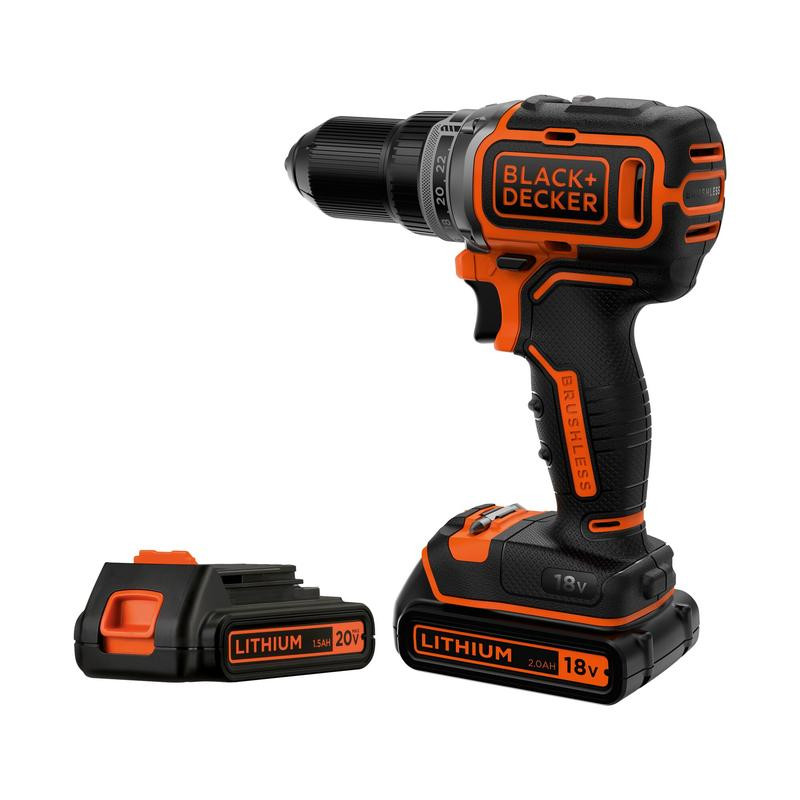 18V gręžtuvas, 2 baterijos, 1 amperų įkroviklis, komplekto dėžė BL186K1B2-QW BLACK DECKER