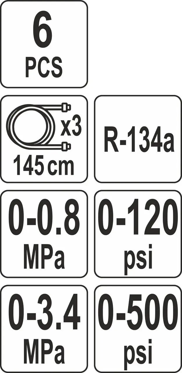 Kliimasüsteemi testimiskomplekt (6 tk.) YT-72990 YATO