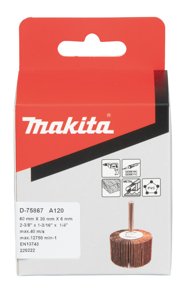 Slīppapīra lameļu slīpdiski Ø60 x 30 mm, A120, D-75867 MAKITA