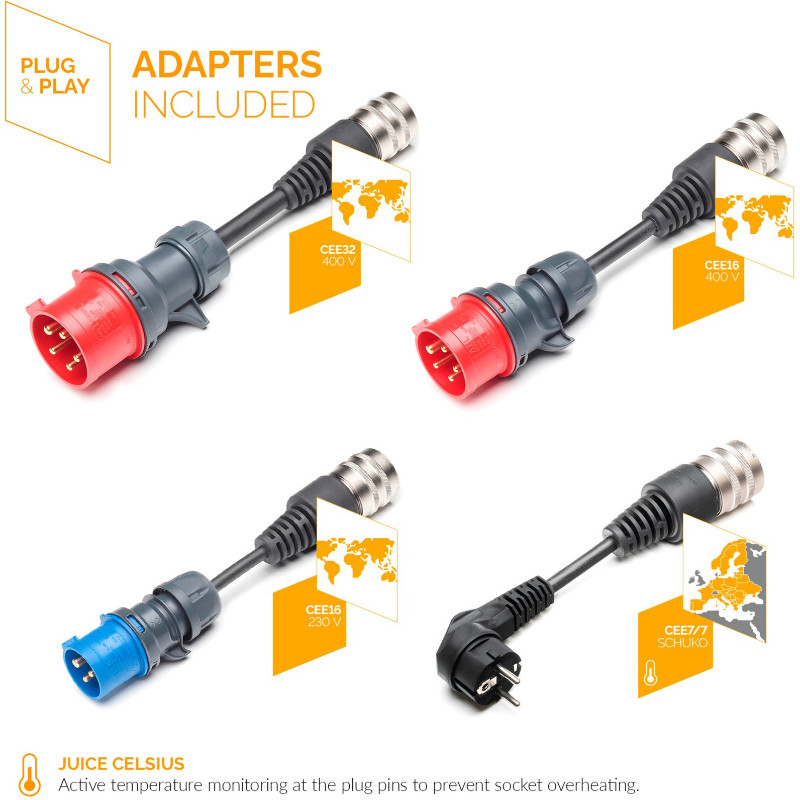 Elektrisko auto lādētājs Juice Booster3 air Country EU, melns/antricīta, 1.4-11kW, 3.1m; EL-JB3AG2 JUICE TECHNOLOGY