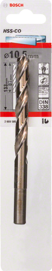 HSS-Co urbis metālam 10,5mm, 1 gab., Urbjmašīnām/skrūvgriežiem KOBALTA HSS SPIRĀLVEIDA URBIS, 2608585866, BOSCH