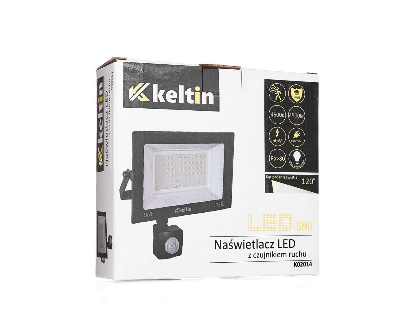 LED prožektors ar kustību sensoru, 50W, neitrāli balts 4500K, K02014, Keltin