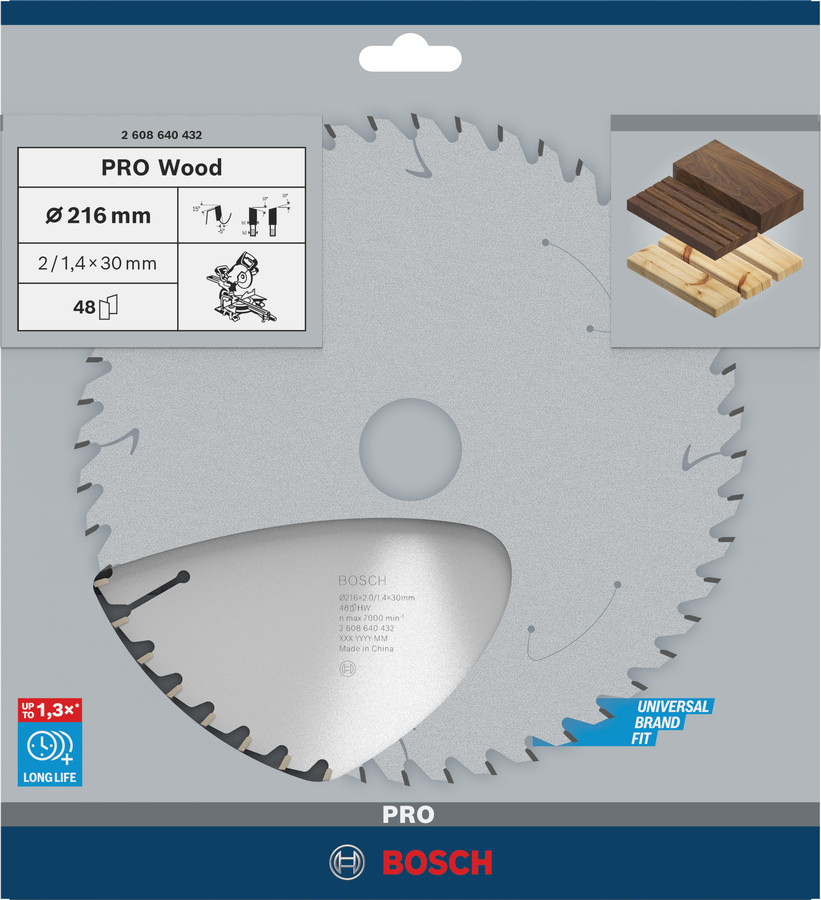 Stacionārā ripzāģa disks 216x30x48 kokam, Paneļzāģiem PRO WOOD RIPZĀĢA ASMENS, 2608640432, BOSCH