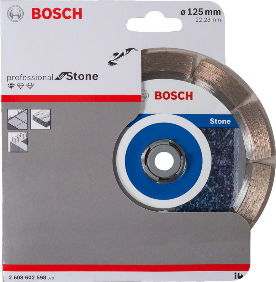 Akmens griešanas dimanta disks, 125 mm, 22.23 mm urbums, 2608602598, BOSCH